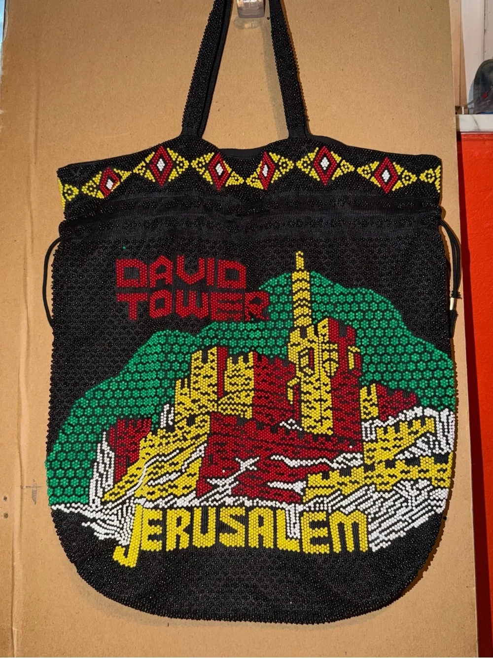 Vintage Jerusalem Beaded Tote Bag